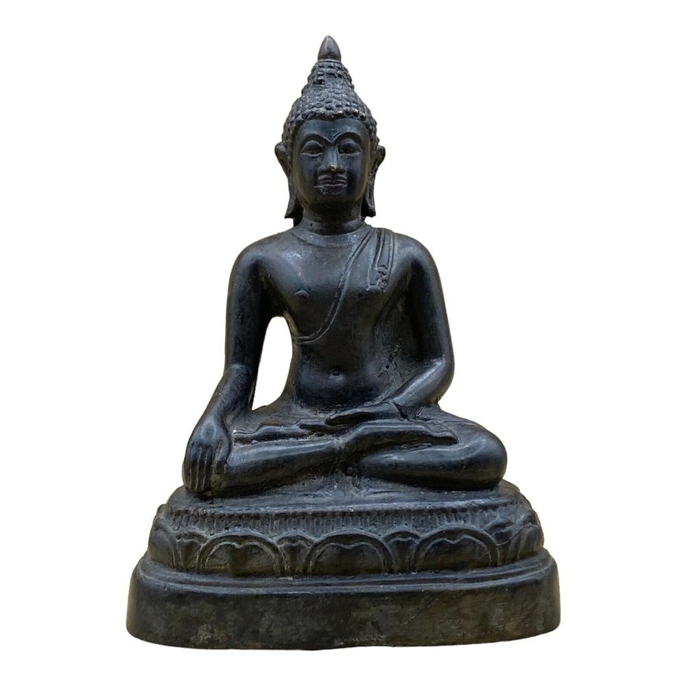Buddha Bronze Statue Seated Shakyamuni in the Bhumisparsha Touching Earth 6.5”